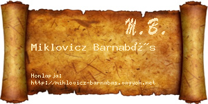 Miklovicz Barnabás névjegykártya